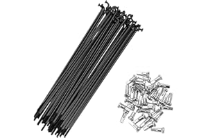 A ABSOPRO 36 Piezas Radios de Bicicleta 14G de 45 Acero Negro con 36 Pezones para Radios de Rueda de Bicicleta de Montaña MTB