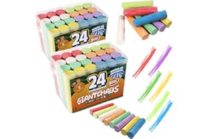 KIDS B CRAFTY Outdoor Coloured Chalk for Kids – 48 Jumbo Pavement Chalk Sticks – Giant Washable Chalks for Garden, Playground, Sidewalk & Bulk Drawing Fun
