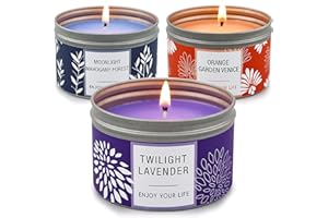 YMing Scented Candles, 120 Hour Long Lasting Aromatherapy Candle, Highly Scented Soy Jar Candle Gift Set - 3 Pack 6.2 Oz, Lavender | Orange Blossom | Mahogany Candle