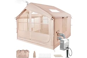 AFITDON Tienda de campaña inflable con apertura de chimenea y claraboya, para exteriores, 2-10 personas, con bomba de aire, de tela Oxford impermeable, para las 4 estaciones, montaje rápido