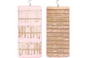 SUKARNE Organizzatore per Armadio, Doppia Faccia con 48 Tasche, Porta Collane e Orecchini da Appendere