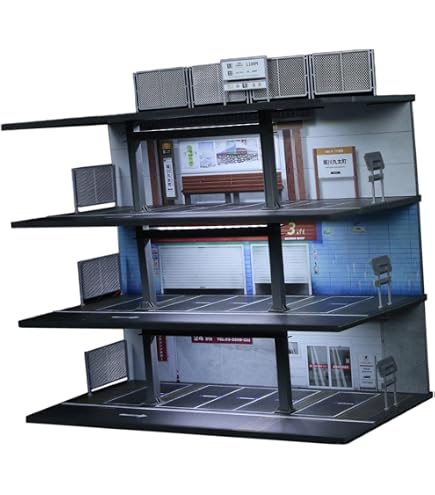 Sharplace Vitrine D'Exposition Pour Voitures Miniatures 1/32 1/24 1/18 - Éclairage LED, Parking Simulé, Protection Acrylique 36x21.5x12 Cm