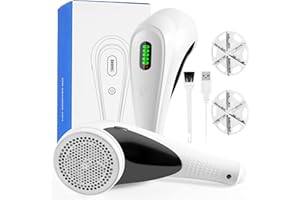 SOARFLY Levapelucchi Elettrico, leva pelucchi elettronico, Ricaricabile USB Togli Pelucchi Elettrico per Abiti, 2000 MAh/Display LED/3velocità Regolabili/Taglia Pelucchi a 6 Lame per vari Tessuti - Bianco