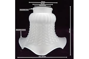 CLEVER-DEKO Lampenschirm antik-Stil weiß Glas Glasschirm kegelförmig Milchglas matt Jugendstil