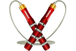Mogold Springseil für Herren, Damen, Kinder, Premium-Qualität, Jumprope mit Doppelkugellager, 360-Grad-Drehung, Springseil mit 4 mm dickem 3 m langem PVC-Stahldrahtseil für Fitness, Workout, Crossfit
