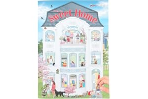 Depesche 11965 Create your Sweet Home - kolorowanka i naklejka z 24 stronami do tworzenia różnych pomieszczeń i własnego mieszkania, w zestawie 3 arkusze naklejek z papierowymi i naklejkami