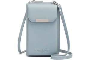 Aeeque Sac Smartphone 6,5'', Portefeuille Femme Porte Monnaie Porte Carte, Sac Bandoulière Femme pour Téléphone Portable, Mini Pochette GSM PU Cuir, Sac de Voyage, Sac GSM(Bleu)