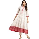 Abito Etnico Svasato Rangita In Rayon - Marrone Stampa, Taglia L, Con Cintura, Maniche 3/4