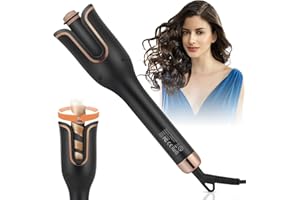 Euakee Lokówka do włosów automatyczna, 4-stopniowa regulacja temperatury, duże loki, ochrona przed oparzeniami, łatwa obsługa, szybkie nagrzewanie, długi czas zatrzymania (czarna)