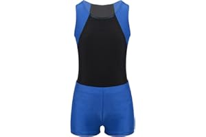 Nyeemya Jungen Turnanzug Ballettanzug Turntrikot Ballett Tanzbody Ärmellose Gymnastikbody + Shorts Wettkampf Tanzbekleidung