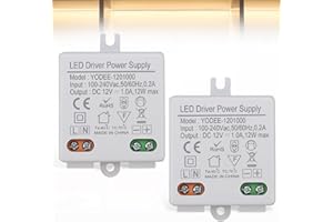ALTAMEJOR Trasformatore LED Mini 12 V/DC, 2 pezzi trasformatore LED 12 V 12 W, trasformatore da 230 V a 12 V IP67, trasformatore senza carico minimo necessario