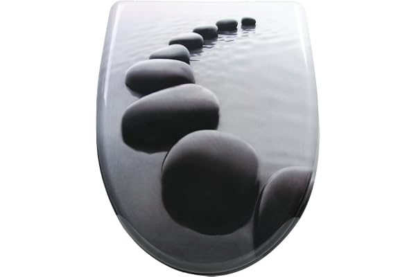 WOLTU Abattant WC, Lunette WC, Abattant WC avec Frein de Chute, Lunette de Toilette, Dégagement Rapide, en Forme O, Montage par le haut ou par le bas, en UF, WS2499
