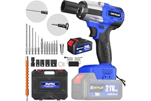 YIYAI 550NM Clé à Chocs Sans Fil Brushless, 21V Boulonneuse a Choc Electrique 3 en 1 Visseuse à Chocs 3400RPM avec Vitesse Variable à L'Infini, 16 Accessoires pour Maison/Voiture/Réparation/DIY (4.0Ah,Bleu)