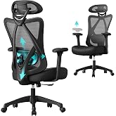 SONGMICS Ofis Sandalyesi, Ergonomik &Ccedil;alışma Masası Sandalyesi, Bilgisayar Sandalyesi, File Sandalye, Ayarlanabilir Bel Desteğ