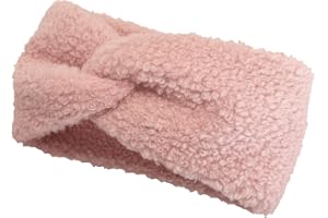 styleBREAKER Pannband i teddy-look för dam,Rosa | Pannband med twist-knut, 21 cm bredd, töjbart för 56-59 cm huvudomfång, 100% viskos, värmande.