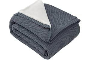 ‎MH MYLUNE HOME MYLUNE Home Sherpa Decke Baumwolle Strickdecke Öko-Tex 180x200cm 660GSM Dicke Kuscheldecke Flauschig Sofadecke Wohndecke Tagesdecke Bettüberwurf Warme Gehäkelte Decke Winter Blanket Anthrazit