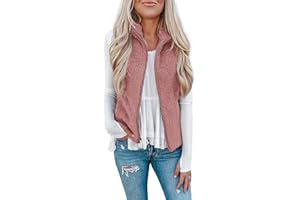 Rapbin Gilet polaire Teddy pour femme, automne et hiver, chaud, sans manches, veste en fourrure et léger, décontracté, couleur unie, manteau d'automne