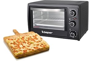 Beper 90.883 – Forno Elettrico 20 Litri, Elementi Riscaldanti in Acciaio, Doppio Vetro, Maniglia Termoisolante, Timer fino a 60 Minuti, Temperatura fino a 230°C, 3 Modalità di Cottura, Accessori