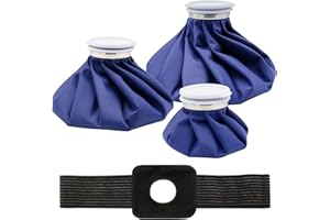 GOVVAY Lot de 4 sacs de glace réutilisables pour blessures Thérapie par le chaud et le froid Pour le soulagement des blessures sportives et de la douleur Avec support élastique respirant 3 tailles