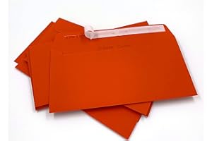 UMSCHLAG-DISCOUNT 50 buste per lettera, colore: rosso cinabro, rosso, 220 x 110 mm, chiusura autoadesiva