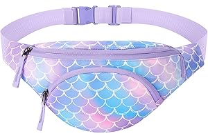 Choco Mocha Kids Fanny Pack Girls Bum Bag Waist Pack with Adjustable Belt Bag for Children Toddler Travel Outdoor Running Sports Age 2-4 3-5 6-8 4-6 6-9, Blue Mermaid