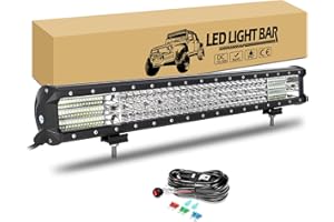 RIGIDON 23 pouces 59cm 570W Led Light Barre avec 12v faisceau de câblage kit, Barre Lumineuse led Phare de travail pour 4x4 Offroad Véhicule Voiture Camion tracteur, 6000K feu antibrouillard