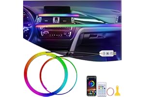 GPJYD Acryl Ambientebeleuchtung Auto LED Innenbeleuchtung, 2 IN 1 110cm+35cm 168LEDs RGB LED Auto mit 16 Millionen Farben & 210 Dynamische, APP-Steuerung, USB Ambiente Beleuchtung für Aut o