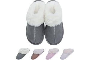 EDOTON Kapcie damskie zimowe pluszowe kapcie uniseks, ciepłe pantofle z bawełny z podeszwą TPR, szary, 42/43 EU