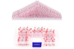 LAEEYIN 100 Piece Solder Connector Set with Heat Shrink Tube, Soldering Wire Connectors for Electric Cable Connections, Waterproof Crimp Connectors, Self-Soldering Heat Shrink Butt Connectors