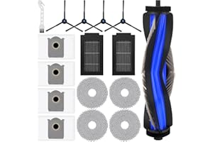 ODASHEN 16 Stück Ersatz-Zubehör-Set für Ecovacs Deebot T50 Max/T50 Pro/T50 Omni/T50 Pro Omni Staubsauger, Hauptbürste, Seitenbürste, HEPA-Filter, Wischpads, Staubbeutel, Reinigungsbürste