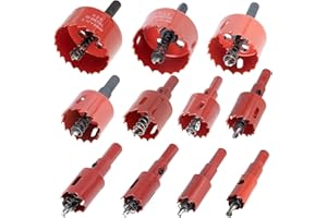 GARHWAL Zestaw otwornic do metalu (16, 20, 22, 25, 28, 32, 35, 38, 44, 51, 54 mm), zestaw otwornic z adapterem trójkątnym – precyzyjne i szybkie cięcie drewna, tworzywa sztucznego i metalu