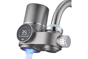 HOMELODY Wasserfilter Wasserhahn, Wasserfilter Trinkwasser mit LED Anzeige, entfernt Chlor, Schwermetalle und schlechten Geschmack, Wasserhahn Filter mit Blaulicht für Küche(Inkl. Filter*1)