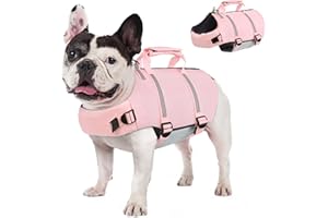 AOFITEE Schwimmweste Hund Klein, Verstellbar Hundeschwimmweste Rettungsweste Mit Griff, Ripstop Reflektierende Hunde Schwimmweste Hohe Flotation Dog Life Jacket für Kleine Mittel Hunde