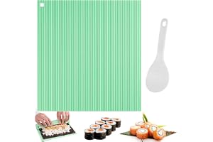 Silikonsushi matta, sushi rulle med rissked ej självhäftande sushi tillverkningssats, återanvändbar sushirullmatta för nybörj