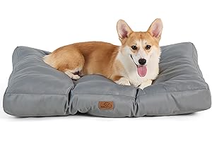Bedsure Cesto Cane di Media Taglia Impermeabile, Cuscino Cane in Tessuto Oxford, M, Caterasso Letto per Cani, Lavabile, Grigio, 76 x 50 x 10 cm