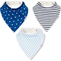 LUHOCIY Lot De 6 Bavoirs Bébé Bandana En Coton Doux, Serviettes Anti-Bave Colorées