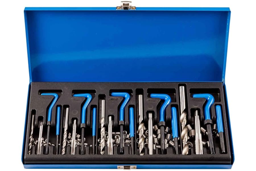 Qnkaa 151pcs Thread Repair Kit Helicoil Insert Sleeves Metric M5 M6 M8 M10 M12 Stainless Steel Tap Drill