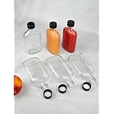 6'lı Sızdırmaz Siyah Kapaklı Cam Detoks Şişesi Cold Brew Yassı Şişe Seti - 200 Ml