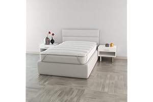 Italian Bed Linen Topper gepolstert und gesteppt, Mikrofaser UNA Piazza e Mezza Francese Bianco
