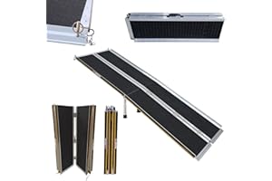 WORHAN® 2.44m Rampe Alu Pliable Valise Fauteuil Roulant Chargement Scooter Plate-Forme Aluminium Anodisé Antidérapante Elevée 244cm R8J