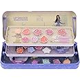 Lip Smacker Wish Triple-Tier Beauty Tin, Kids' Makeup Set Inspired by Disney Wish with LipGloss, EyeShadows, Beauty Accessories, and Stickers Included