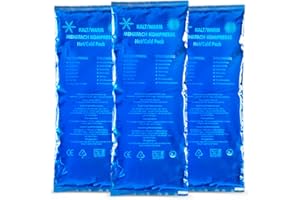 HYGIENE100 Wysokiej jakości kompresy chłodzące na zimno, ciepły zestaw 3 kompresów chłodzących XXL (12 x 29 cm) wielokrotnego użytku żelowe poduszki chłodzące do urazów, łagodzenia bólu, ukąszeń owadów,