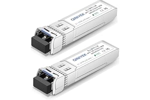 QINIYEK 10GBase-LR SFP+ Transceiver,10G Monomodale SFP+ Modulo LC per Cisco SFP-10G-LR,Ubiquiti UF-SM-10G,Meraki MA-SFP-10GB-LR,Mikrotik,,Supermicro(SMF,1310nm,10km,DDM )(Confezione da 2)