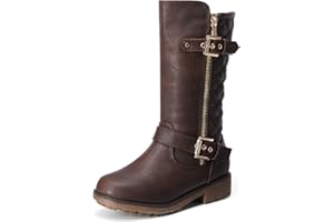 DREAM PAIRS Girls' Knee-High Boots with Side Zippers Warm Plush Lining for Autumn and Winter Easy-to-Slip-On Fashion Boots