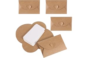 THINP 40PCS Mini Envelopes with Blank Cards, Cute Paper Envelopes Gift Card Holders with 20Pcs Cards for Wedding Favors Birthday Party Greeting Card Graduation(4.1x2.8inch)