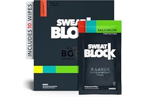 SweatBlock Clinical Strength XL Antiperspirant Body Wipes for Men & Women | Hyperhidrosis Sweat Protection for Hands Feet Underarms & Body | Unscented 10 Pack | Convenient Wipe Format for Targeted Use