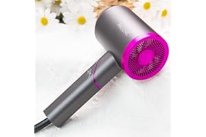 ANGENIL Jonowa suszarka do włosów, składana, mała, profesjonalna suszarka do włosów, lekka suszarka do włosów, składany uchwyt, podróżna suszarka do włosów, szybkie suszenie, zapobiega puszeniu się,