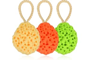 Vesaneae 3 Pezzi Spugne da Doccia Morbide, Spugna da Bagno Esfolianti, Spugna in Schiuma di Luffa, Spugna di Corpo, Spugne a nido d'ape, Spugna Udrofila per Bambini Donna Uomo (Giallo+Arancione+Verde)