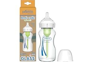 Dr. Brown's Natural Flow Options+ Anti-Colic Weithals-Babyflaschen, Glas, grün, 270 ml