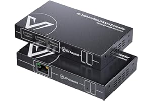 V AV ACCESS AV Access 4K HDMI KVM Extender, 120m/394ft Over Ethernet Cat5e/6, 1080P @120Hz, 3X USB 2.0 Ports, Zero Latcyy, Plug and Play, KVM Webcam Extender for Gaming, Data Centers & Classrooms